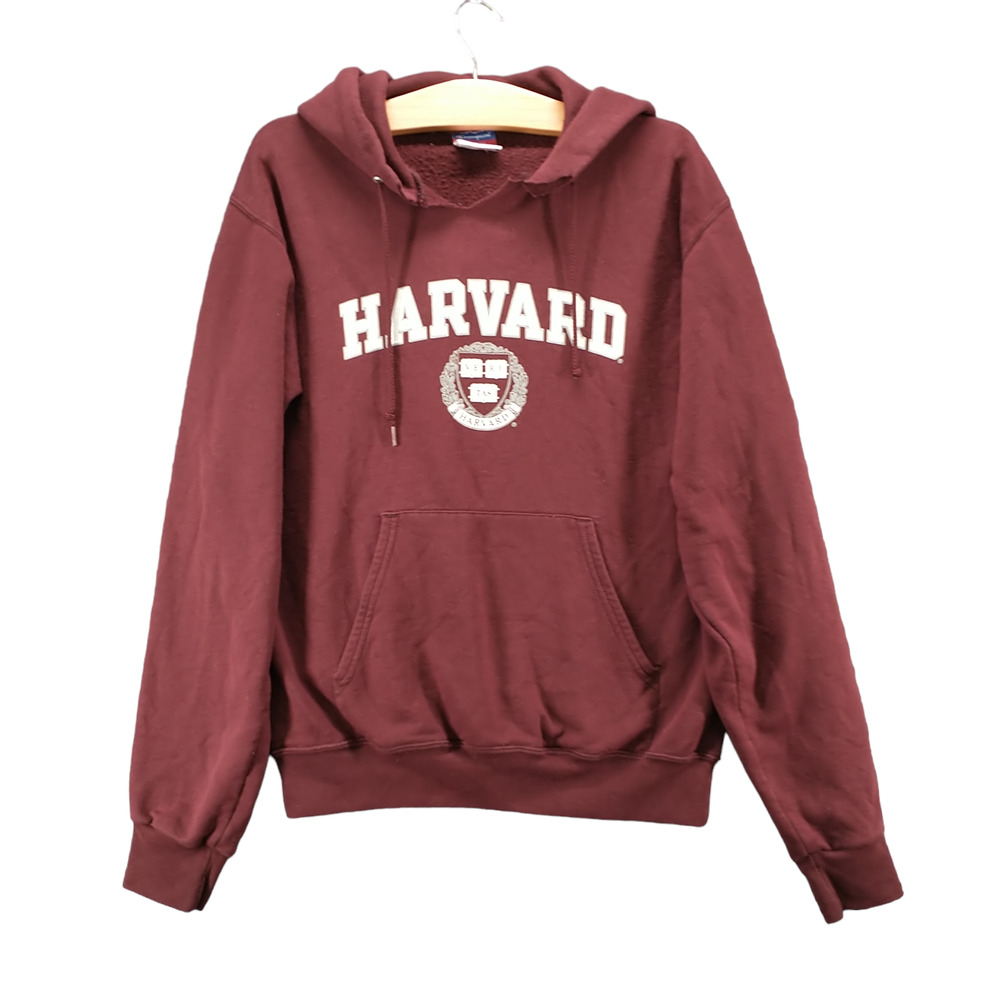 Champion Men's Harvard Spell Out Pullover Hoodie Sweatshirt Red Burgundy Small